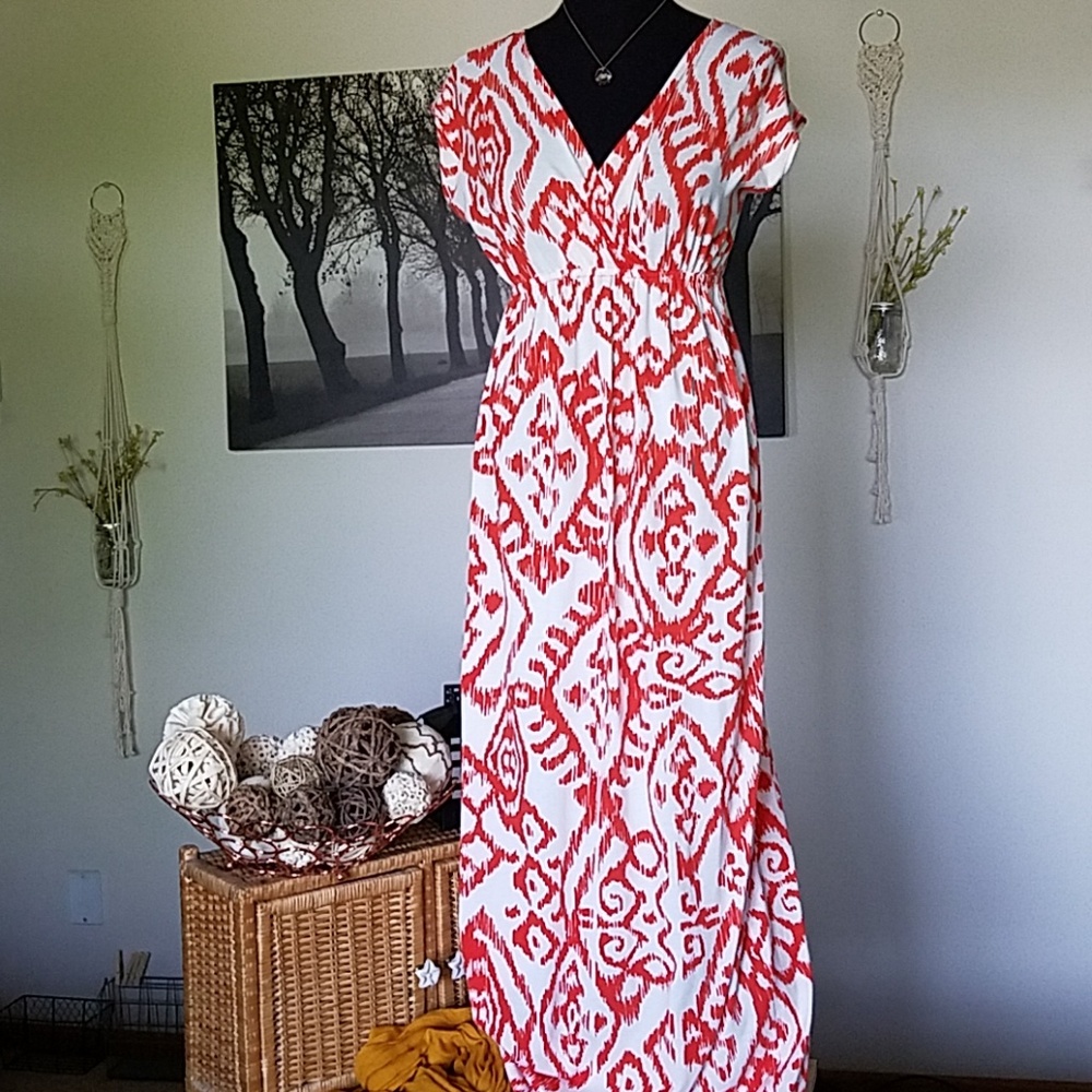 Orange/White maxi dress